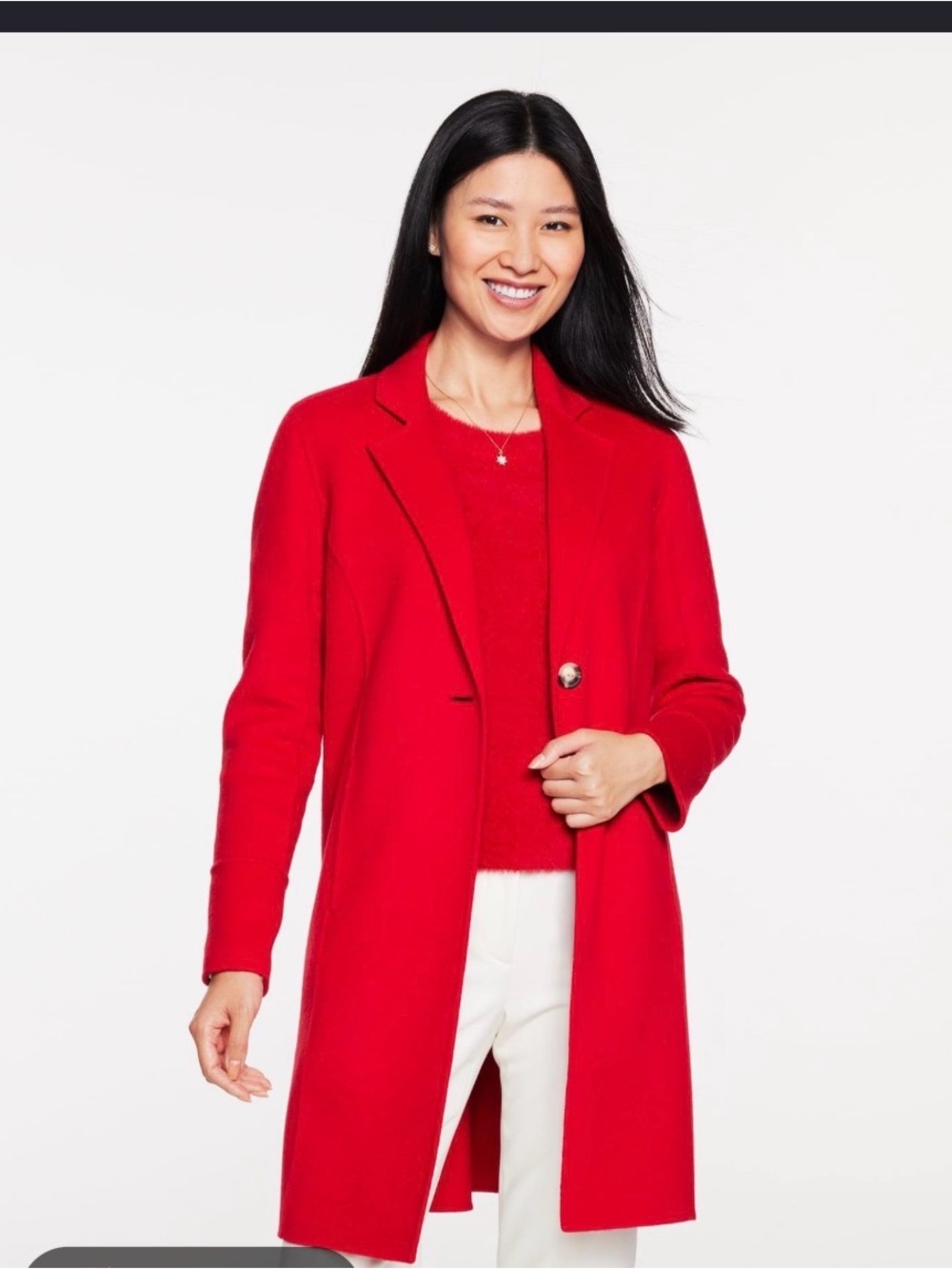 Talbots Red Single-Button Wool Blend Trench Coat